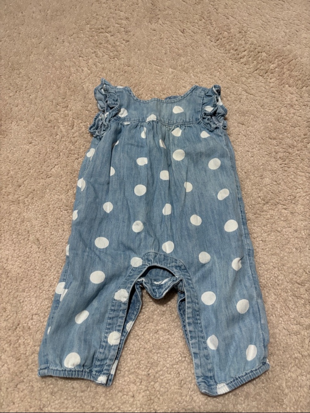 GAP Light Blue Polka Dot Denim-Style Romper